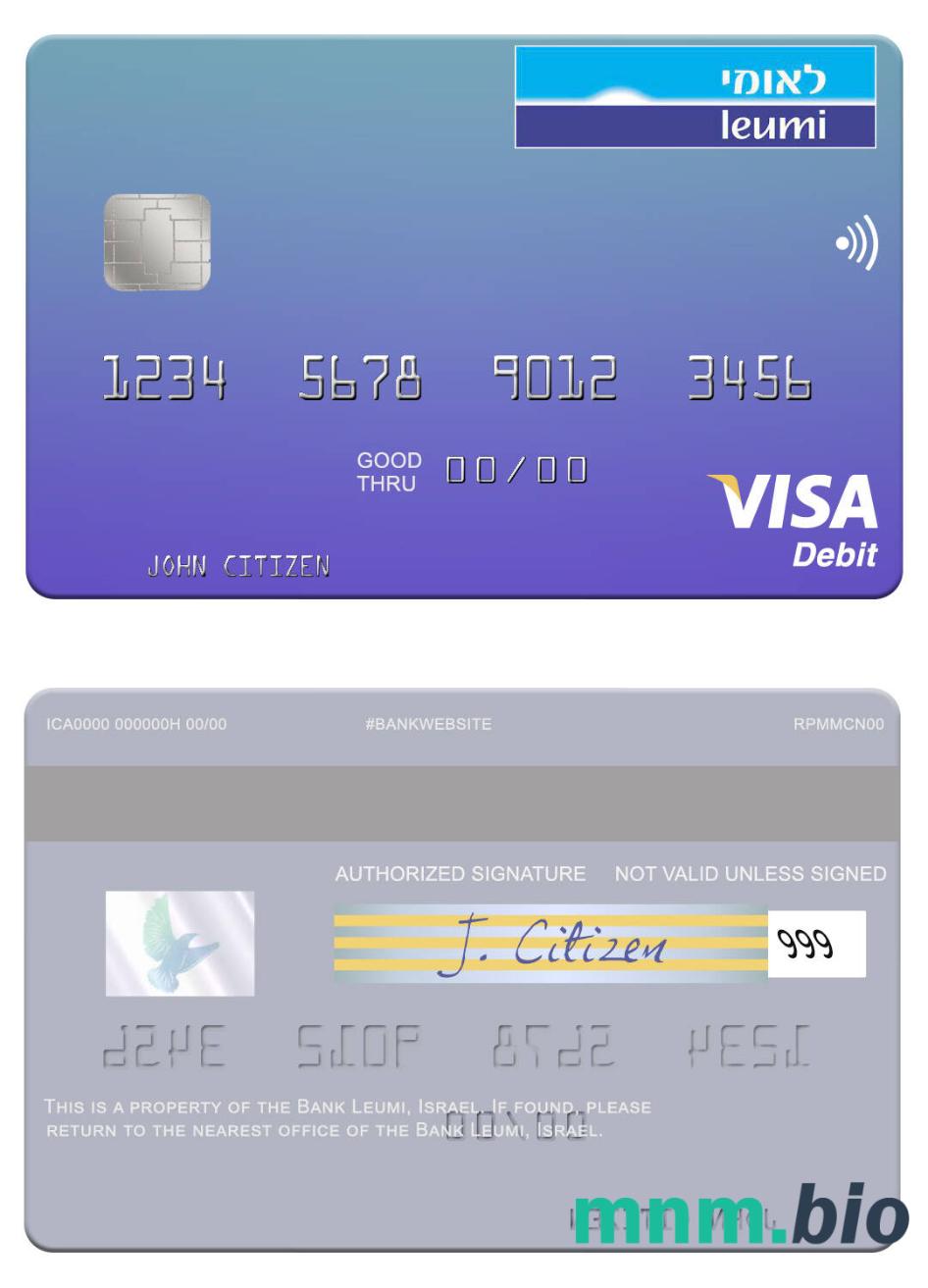 Israel Bank Leumi visa debet karta przykład w formacie PSD